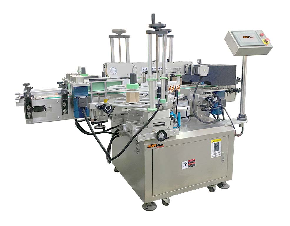 Mesin Labelling Pemasangan 2 Sisi Label Lem / Syrup / Sambal / Bir / Oli Secara Otomatis PLM-710D